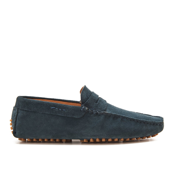 Navy Blue | Suede calf leather rubber sole
