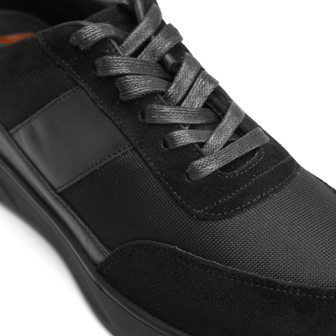 SUEDE LEATHER TRAINERS SNEAKERS - BLACK