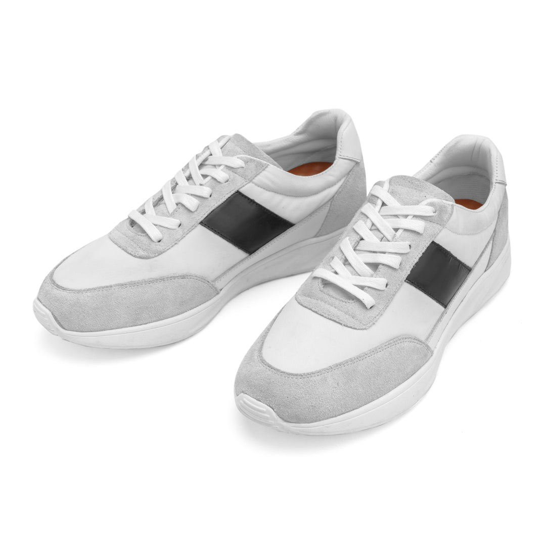 SUEDE LEATHER TRAINERS SNEAKERS - WHITE