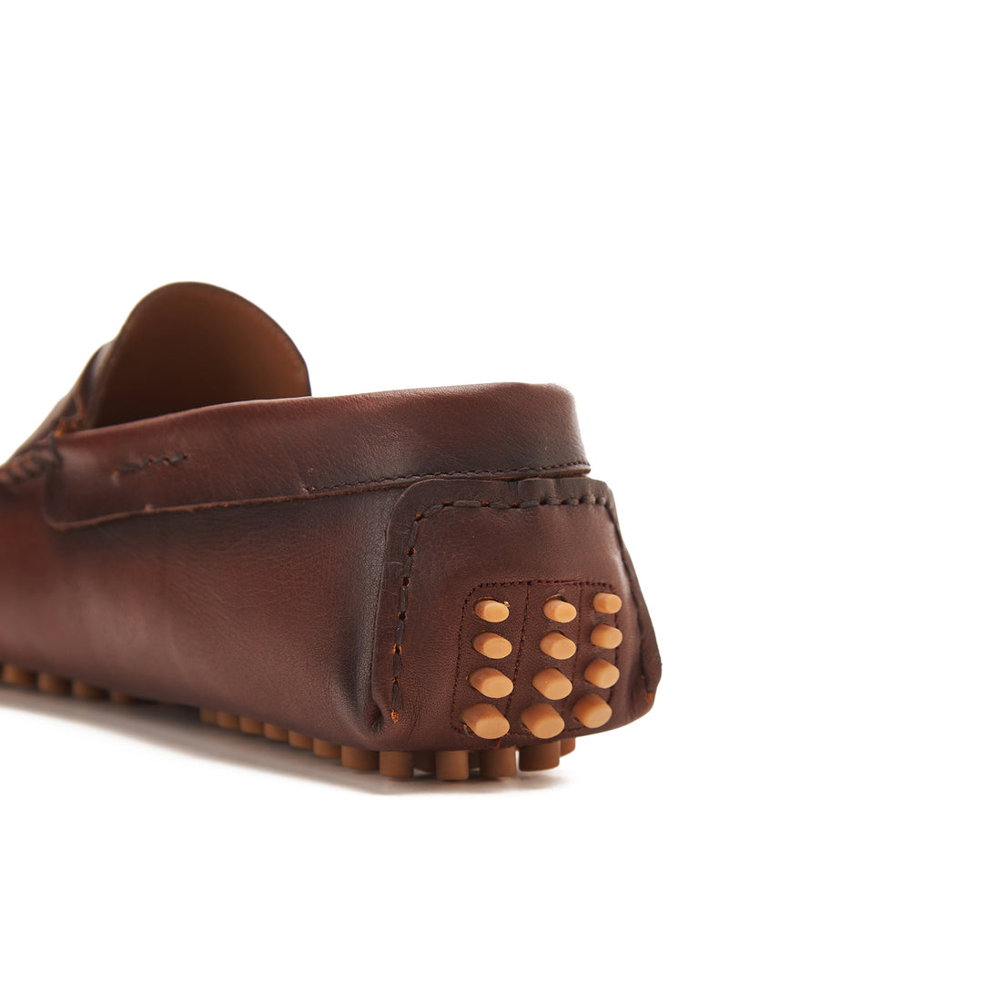 Brown| Antiqued smooth calf leather