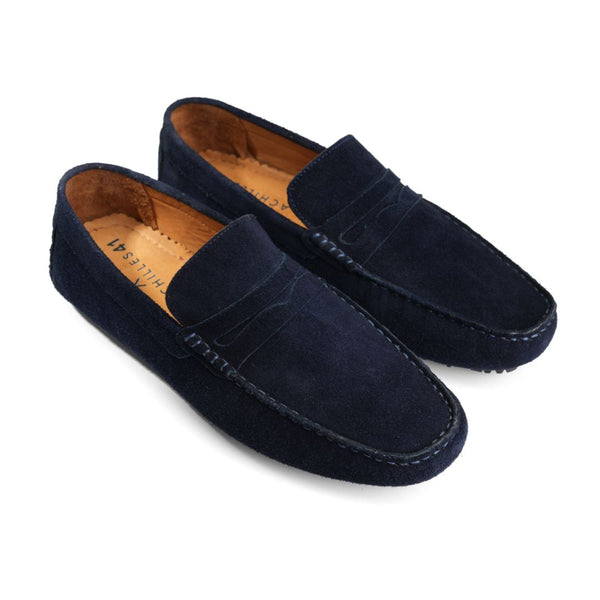 Moccasins | Suede calf leather rubber sole -Dark NavyBlue
