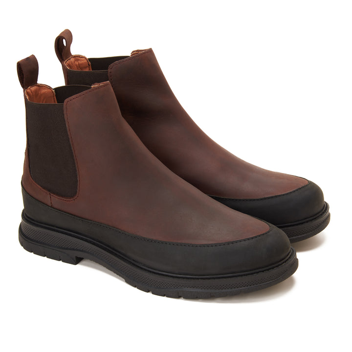 Dual Genuine Leather Chelsea Boots - Brown X Black