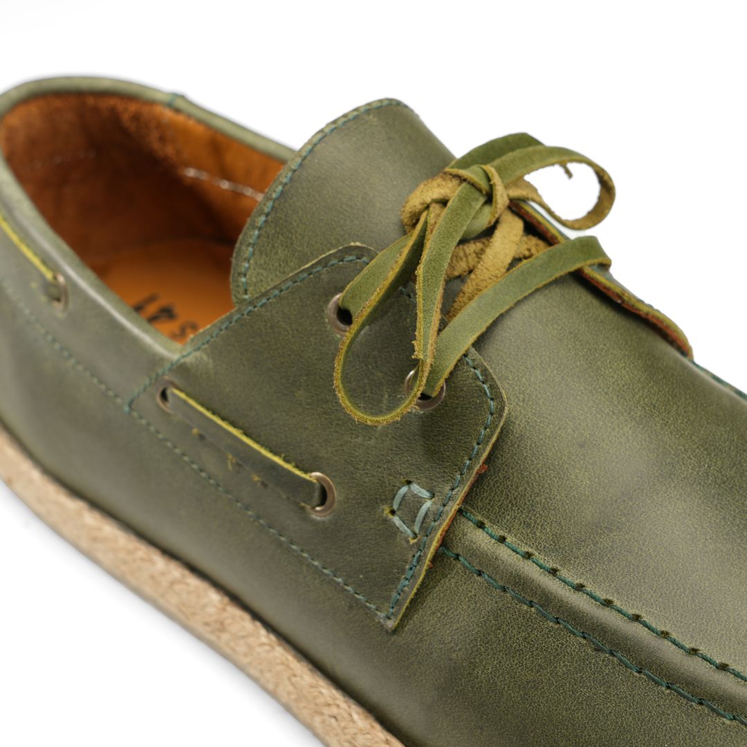 SPLIT GENUINE LEATHER SHOES-GREEN