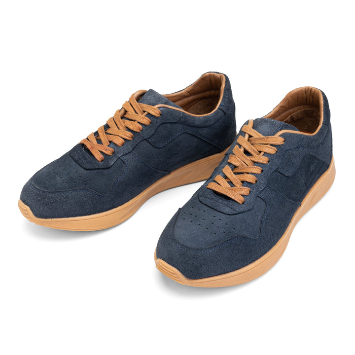 SOFT SPLIT SUEDE TRAINERS - NAVYBLUE
