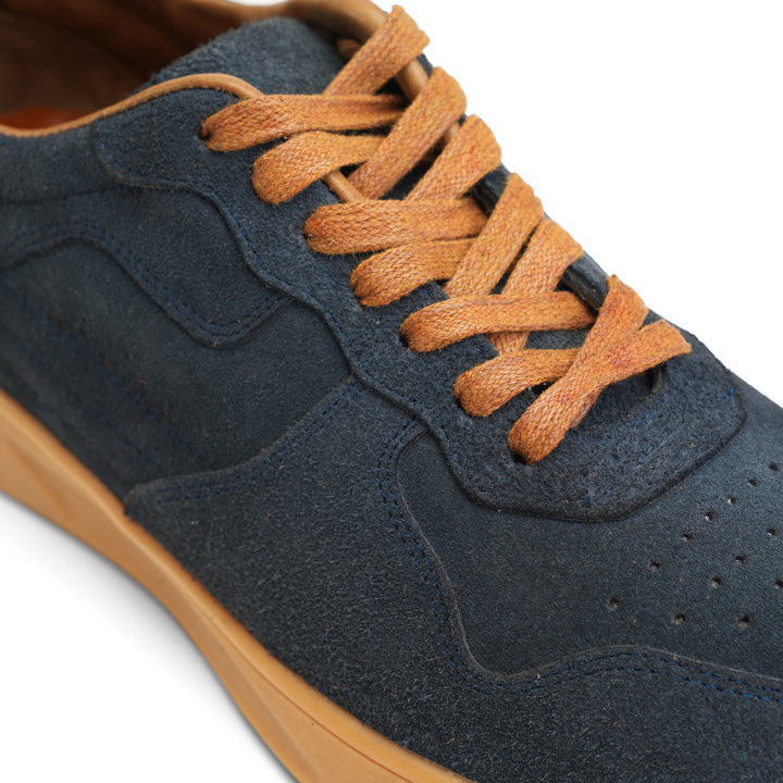 SOFT SPLIT SUEDE TRAINERS - NAVYBLUE