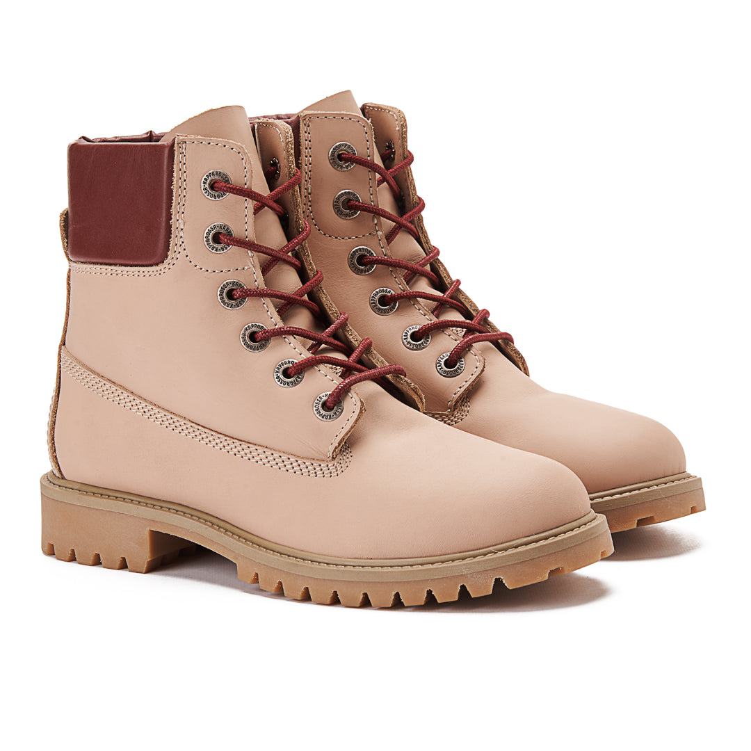Womens Genuine Leather Lace Up Half Boots - Beige