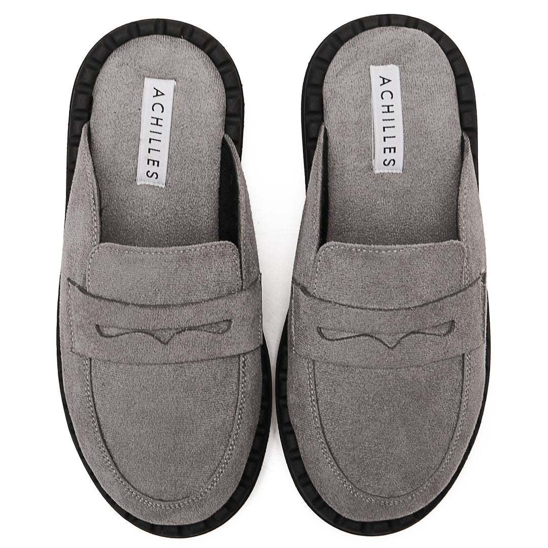 Womens Faux Suede Winter Clogs - Grey