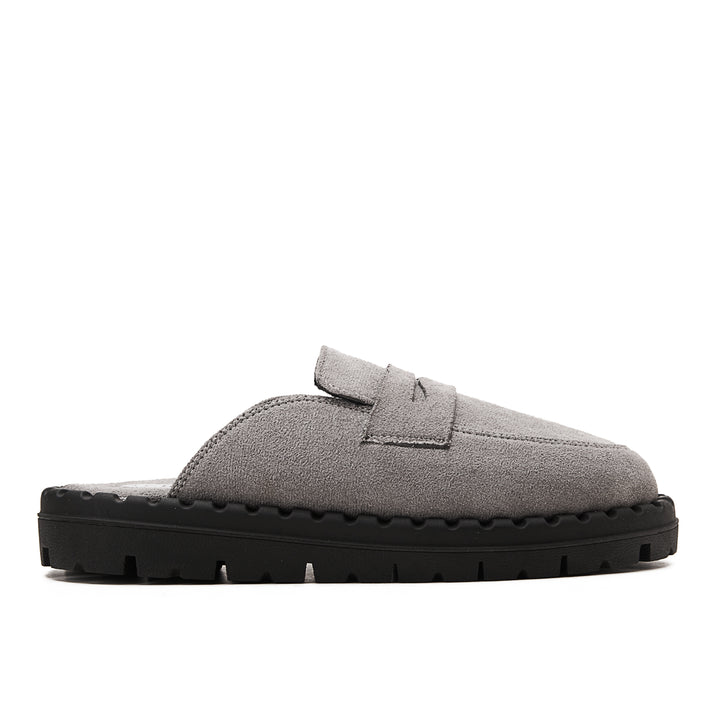 Womens Faux Suede Winter Clogs - Grey
