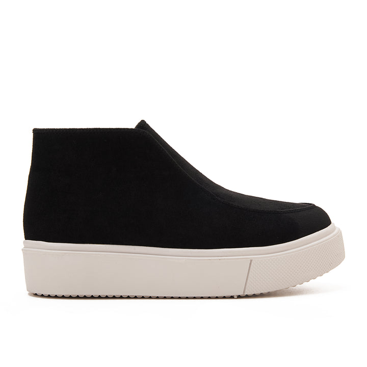 Womens Quality Suede Ankle Sneakers - Black