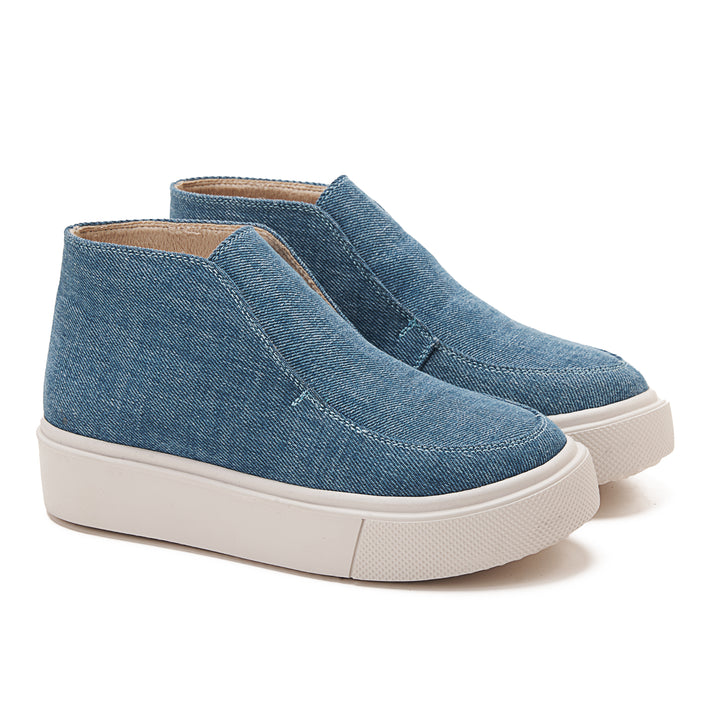 Womens Quality Suede Ankle Sneakers - Blue