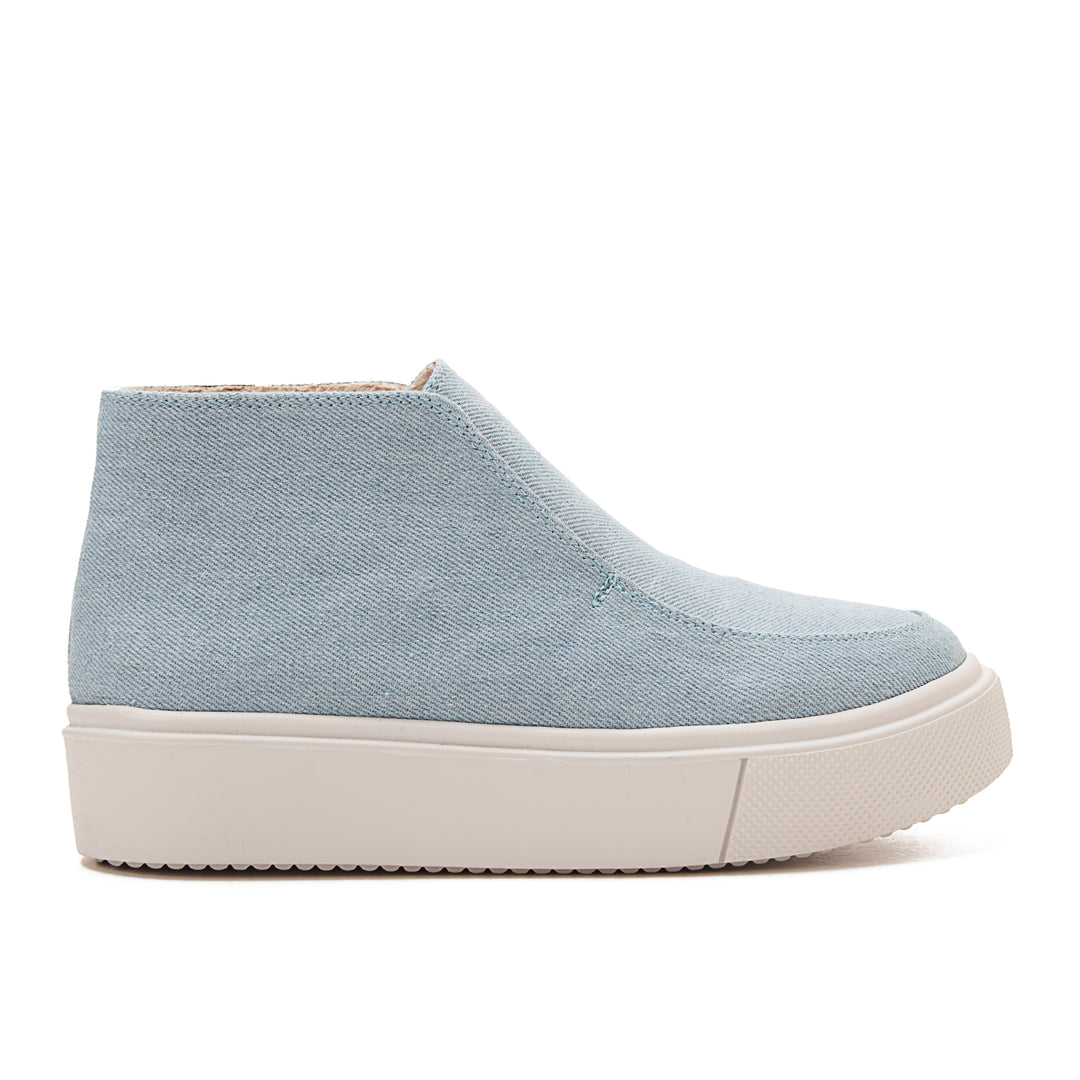 Womens Quality Suede Ankle Sneakers - Baby Blue