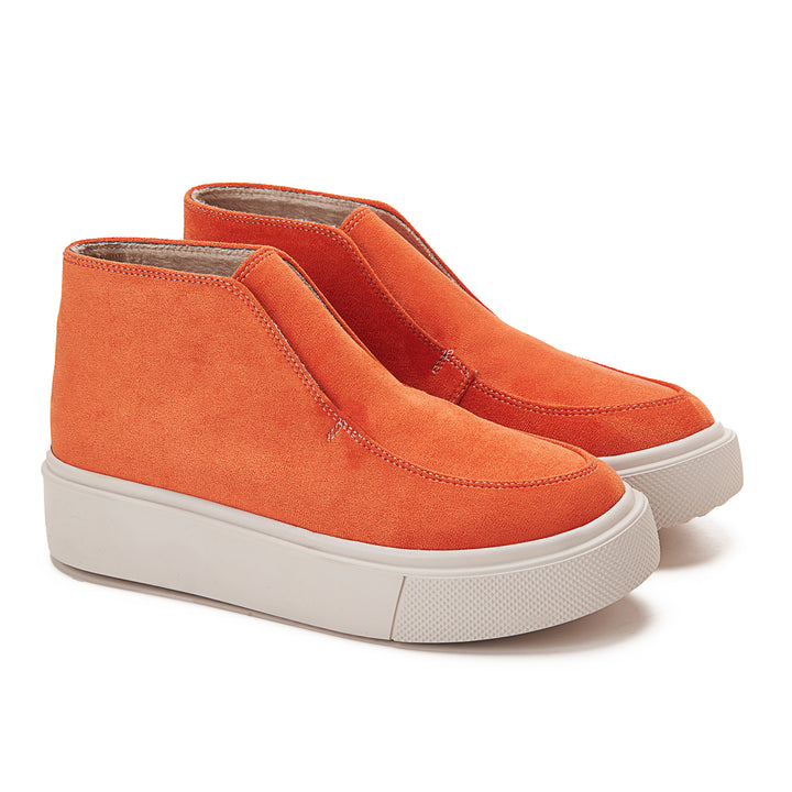 Womens Quality Suede Ankle Sneakers - Orange