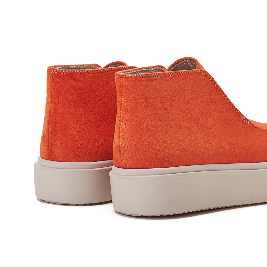 Womens Quality Suede Ankle Sneakers - Orange