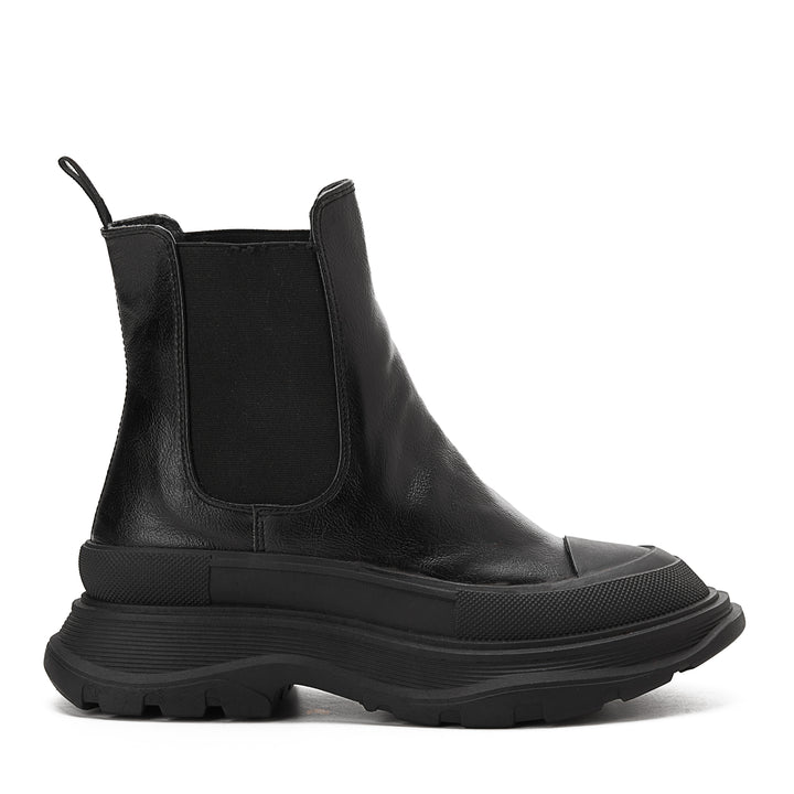 Womens Double Layer Chelsea Boots - Black