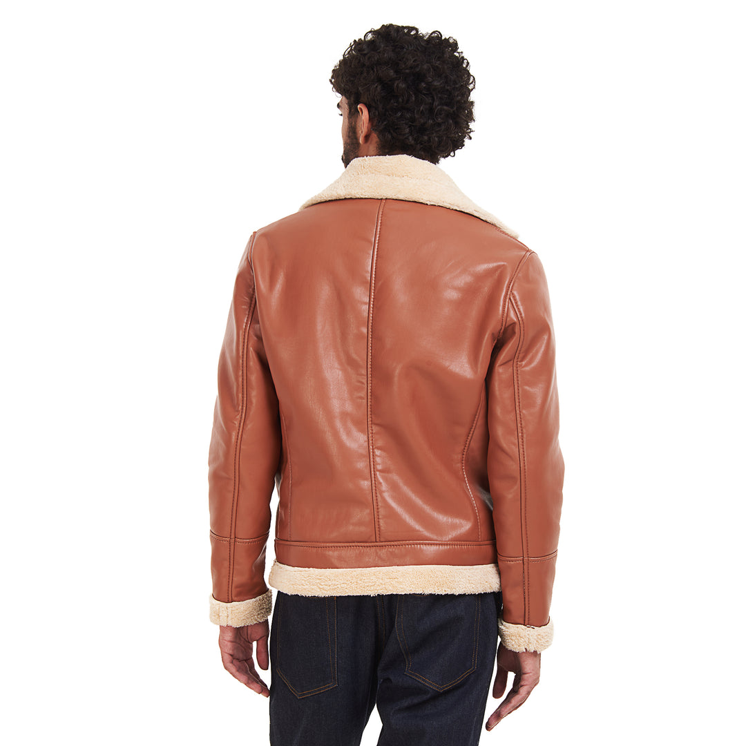 Genuine Leather Fur Lined Men Jacket  - Havana